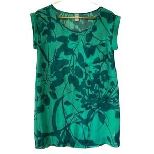 Green floral dress cover up dress Small